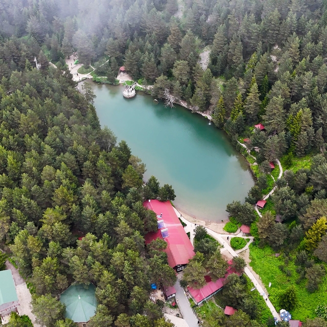 Limni Gölü Tabiat Parkı yaz ortasında ziyaretçilerini sis ve serin havayla...