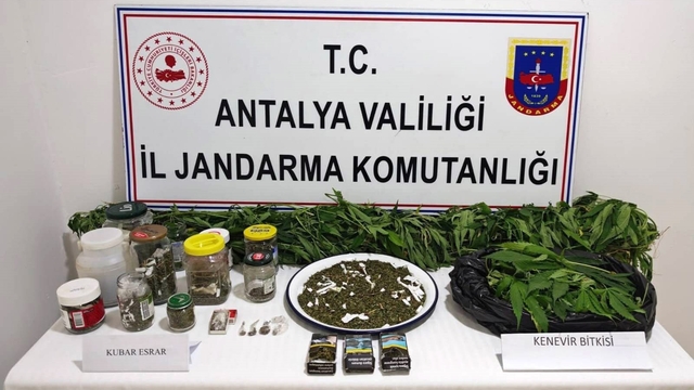 Manavgat'ta 2 kilo kubar esrar ve 130 kök kenevir ele geçirildi