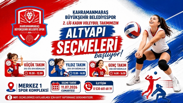 Kahramanmaraş Büyükşehir Belediyespor Kadın Voleybol Takımı altyapı seçmeleri başlıyor