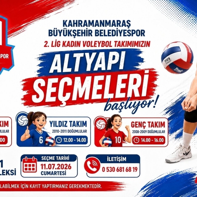 Kahramanmaraş Büyükşehir Belediyespor Kadın Voleybol Takımı altyapı seçmele...