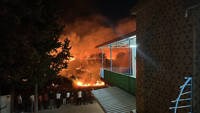 Dere kenarındaki ot yangını söndürüldü