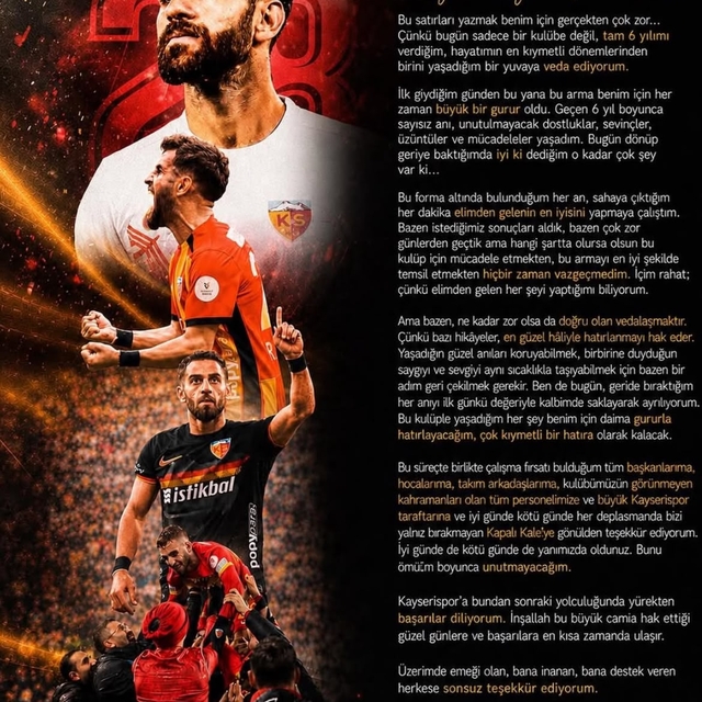 Ramazan Civelek, Kayserispor'a veda etti