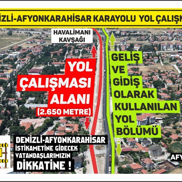 Denizli-Afyonkarahisar Karayolundaki yol çalışması nedeniyle yolculuklar 1...