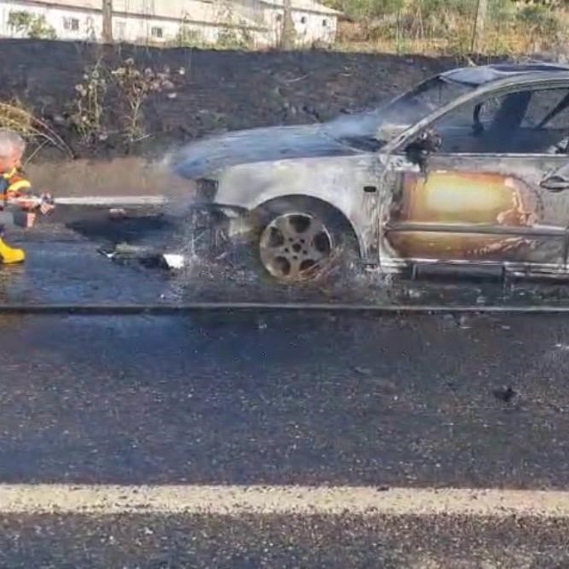 Bingöl'de seyir halindeki otomobil alevlere teslim oldu