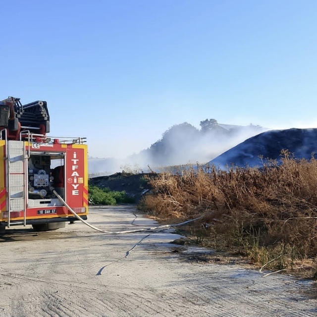 Susurluk'ta otluk alanda çıkan yangın söndürüldü