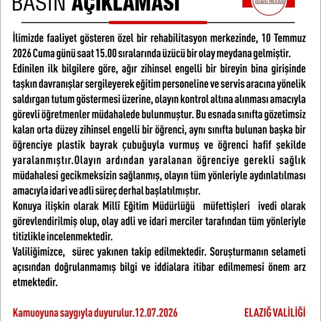 Elazığ'da şiddet uygulanan rehabilitasyon merkezine adli ve idari soruşturm...