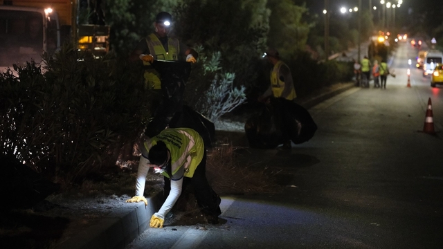 150 kişilik ekiple Emin Anter Bulvarı'nda gece mesaisi