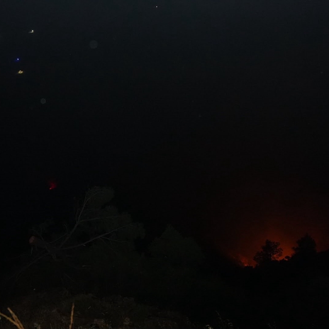 Denizli'deki orman yangını gece saatlerinde rüzgarın etkisiyle tekrardan et...
