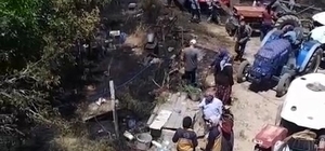 Evin avlusunda çıkan yangın büyümeden söndürüldü