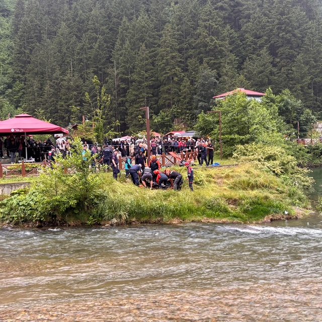 Uzungöl'de göle düşen turisti kurtarmak isteyen 2 kişi boğulma tehlikesi ge...