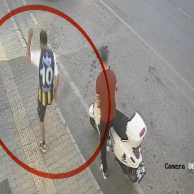 Kediye tekme atan şahıs kamerada