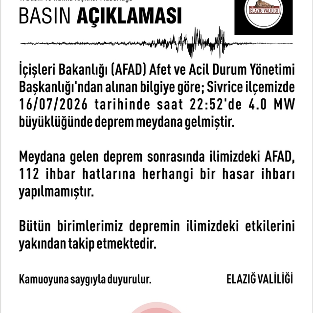 Elazığ'da 4.0 büyüklüğünde deprem (2)