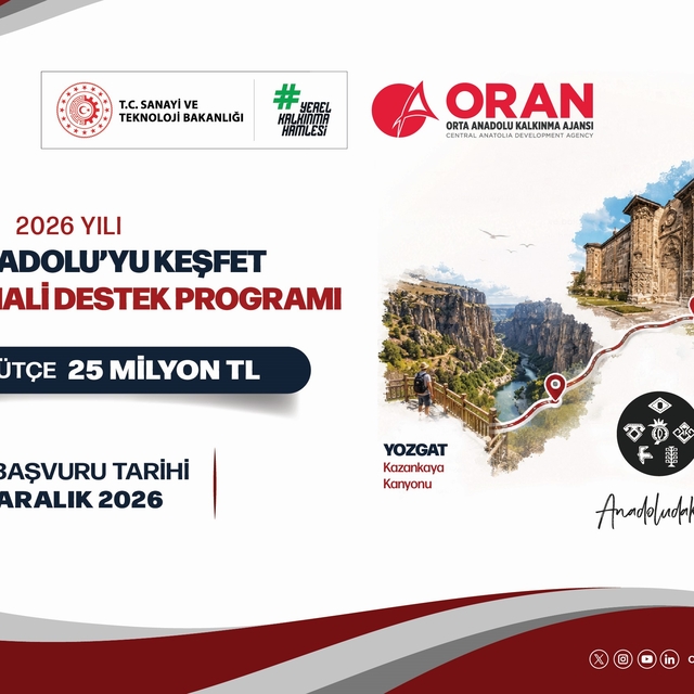 ORAN'dan Bölge Turizmine 25 milyon liralık destek
'Orta Anadolu'yu Keşfet'...