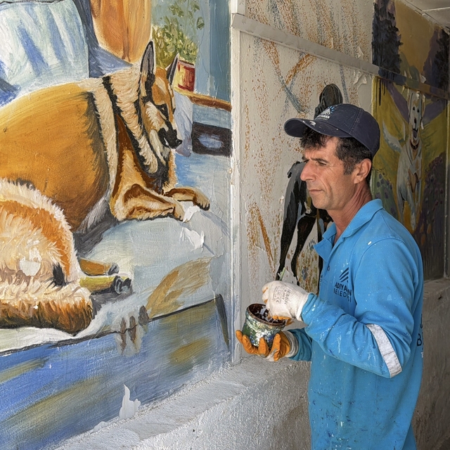 Süpürgesiyle temizlik, fırçasıyla sanat yapıyor
Temizlik görevlisi, fırçası...