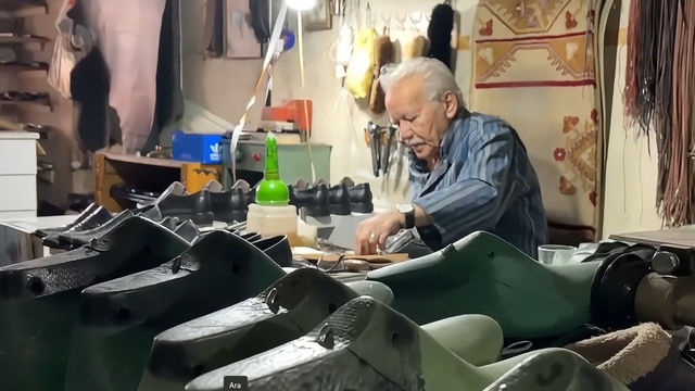 9 yaşında çırak olarak başladığı mesleğinde 63 yıldır ayakkabı tamir edip, üretiyor