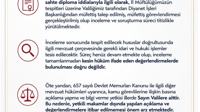Sakarya Valiliğinden sahte imam iddialarına ilişkin açıklama