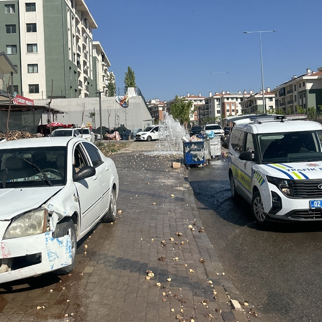 Otomobil yer üstü yangın hidrantını devirip geçti