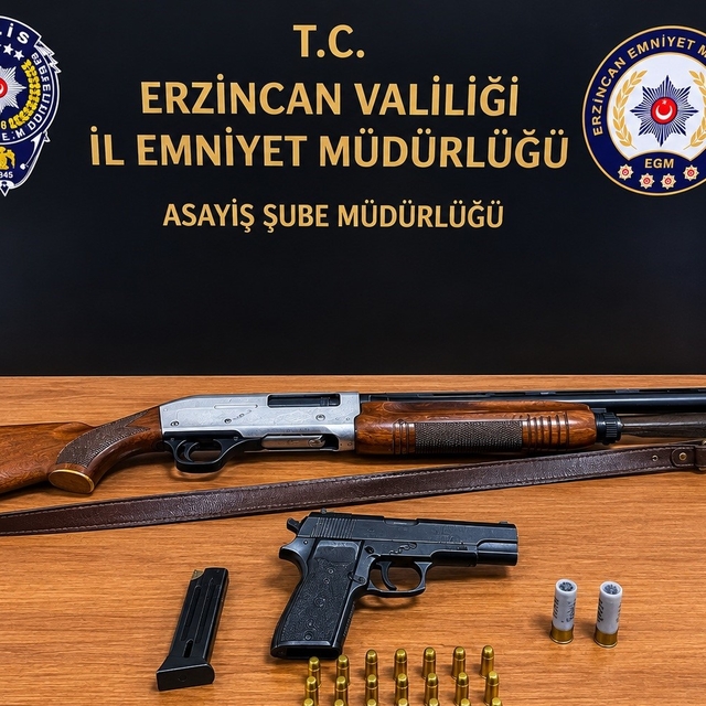 Erzincan'da ruhsatsız tabanca ve tüfek ele geçirildi