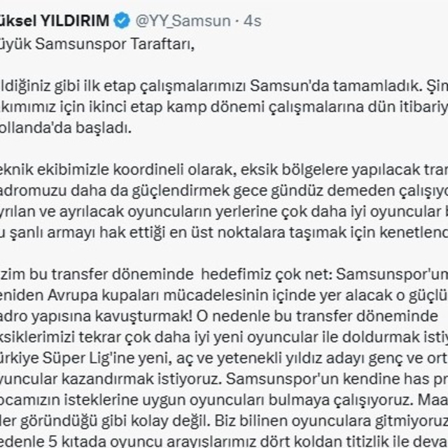 Yüksel Yıldırım: "Ayrılan oyuncuların yerine çok daha iyilerine bakıyoruz"...