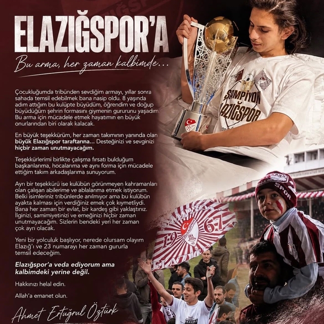 Ahmet Ertuğrul'dan Elazığspor'a veda
