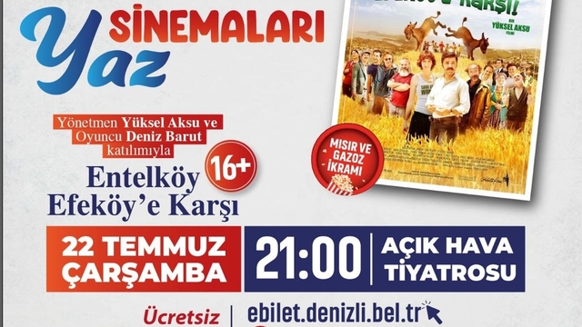 Denizli Büyükşehirin Yaz Sinemaları, usta yönetmen ve ünlü oyuncuyu ağırlıyor