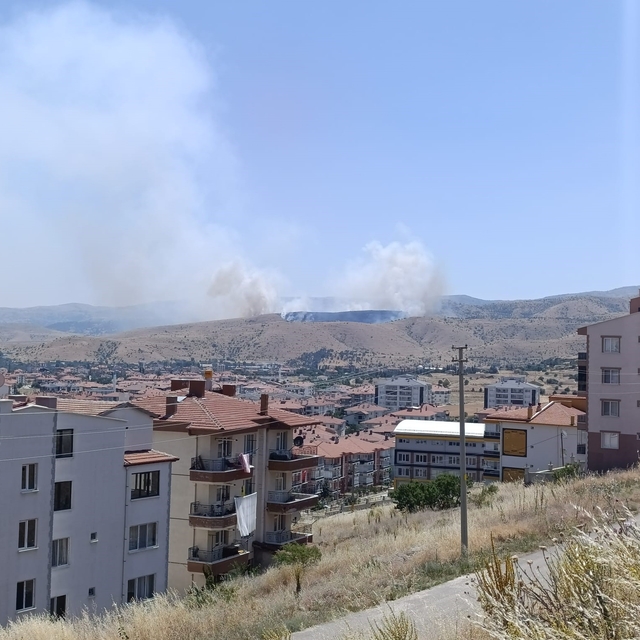 Afyonkarahisar'da otluk alanda çıkan yangına havadan ve karadan müdahale sü...