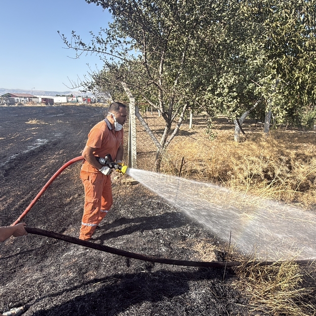 Eskişehir'de anız yangını: Alevler milyar dolarlık fabrikaya 200 metre kala...