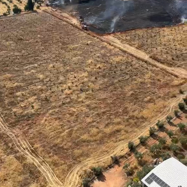 Antalya'da, dün yanan ormanın bitişiğinde arazide yangın