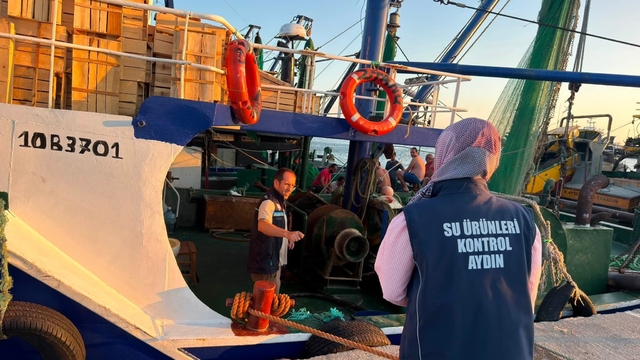 Didim'de uluslararası sularda avlanan trol teknelerine denetim