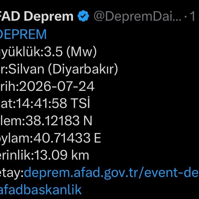 Diyarbakır'da deprem