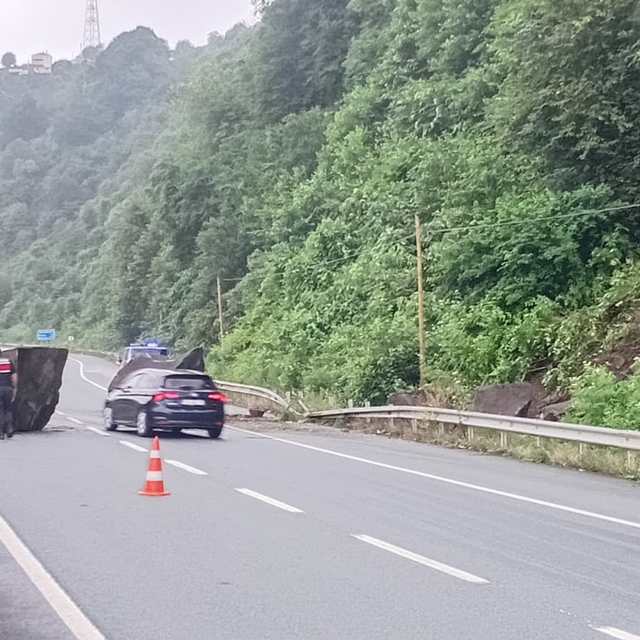 Rize'de dev kayalar sahil yoluna düştü