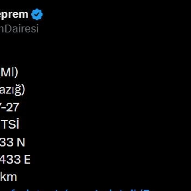 Elazığ'da 3.6  büyüklüğünde deprem