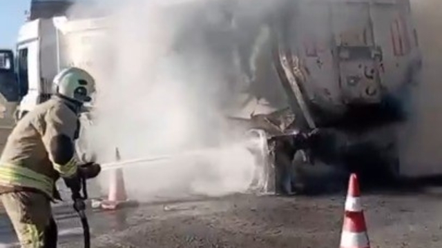 Kahramanmaraş'ta kamyon yangını