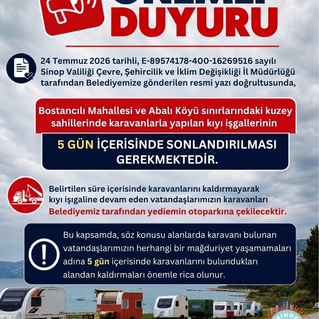 Sinop sahillerinde karavan düzenlemesi