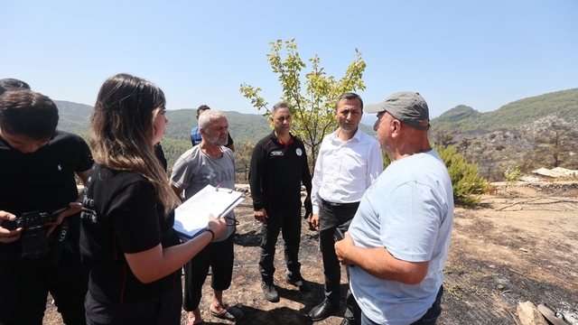 Muğla Büyükşehir Belediyesi'nden yangın bölgesinde hasar tespiti çalışması