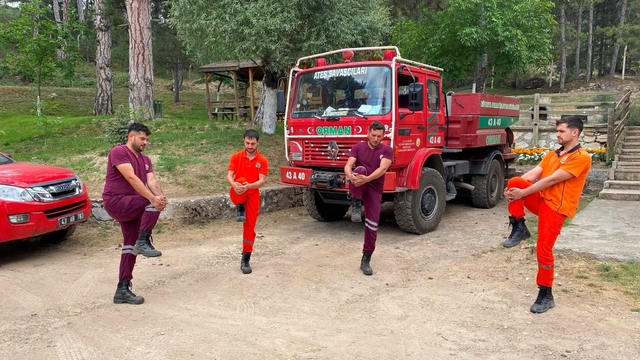 Kütahya'da yangın işçilerine fiziksel hazırlık eğitimi