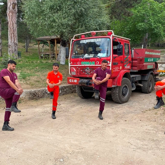 Kütahya'da yangın işçilerine fiziksel hazırlık eğitimi