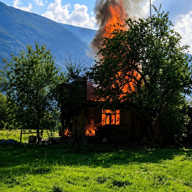 Düzce'de çıkan yangında tek katlı ev kullanılamaz hale geldi