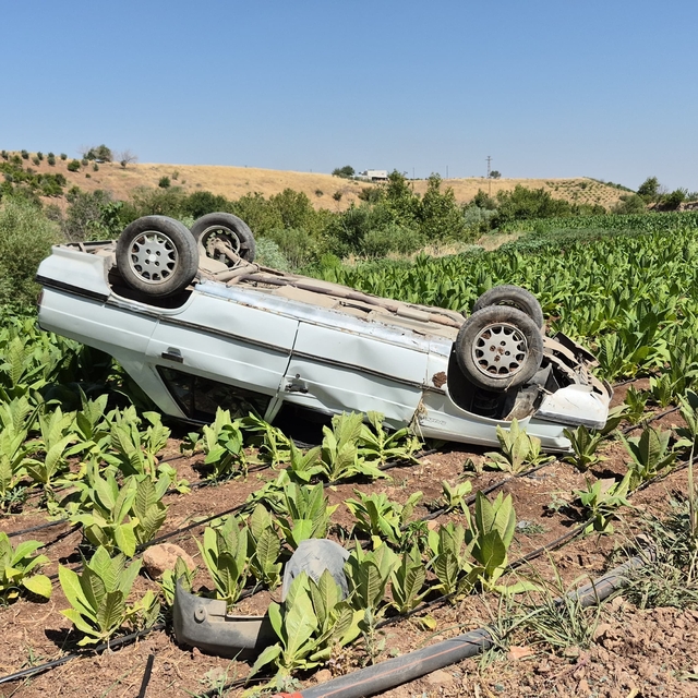 Adıyaman'da takla atan otomobildeki 3 kişi yaralandı