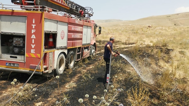 Van'da anız yangını