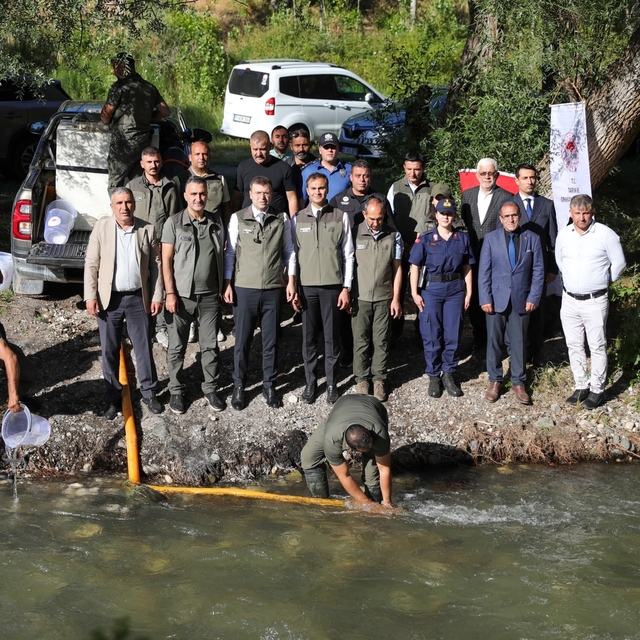 Ecemiş Çayı'na 15 bin alabalık yavrusu bırakıldı