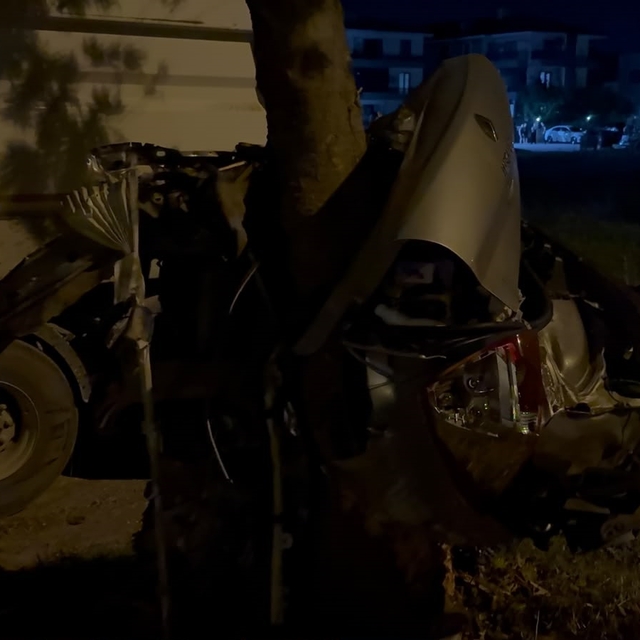 Ağaca çarpıp ikiye bölünen otomobilin sürücüsü yaralandı