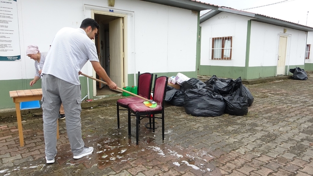 Mevsimlik fındık işçilerinin kalacağı geçici konaklama merkezinde hazırlıklar başladı