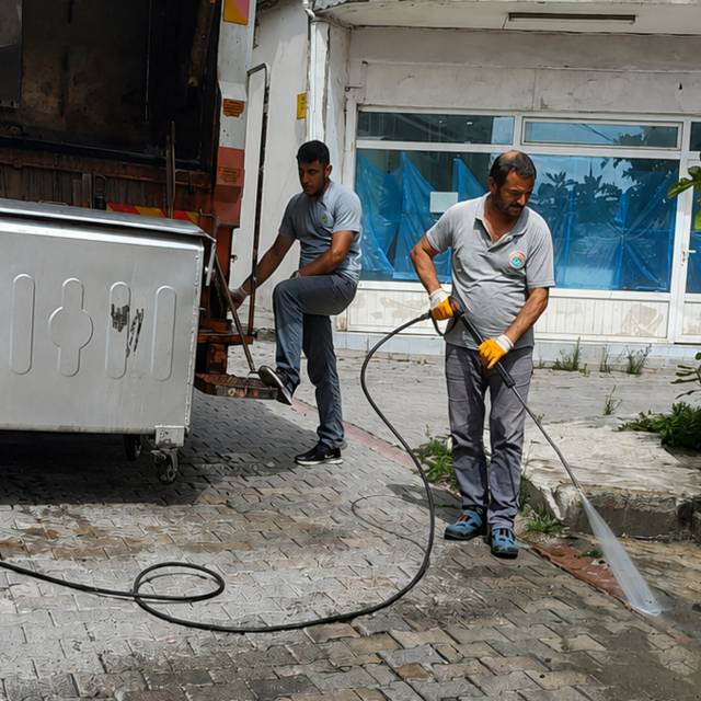 İlkadım'da konteynerlere düzenli temizlik