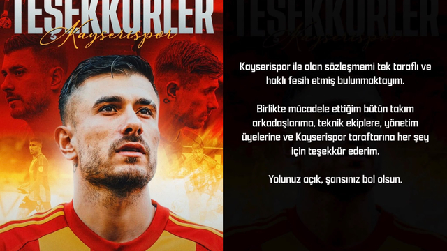 Dorukhan Toköz, Kayserispor'dan ayrıldığını açıkladı