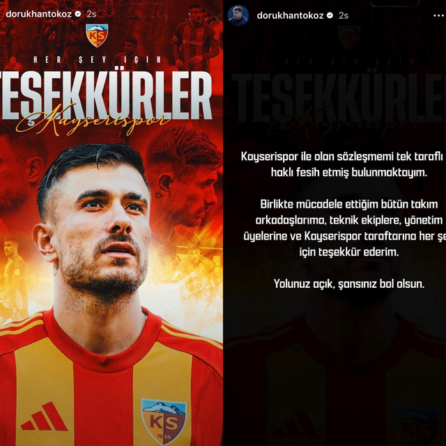 Dorukhan Toköz, Kayserispor'dan ayrıldığını açıkladı