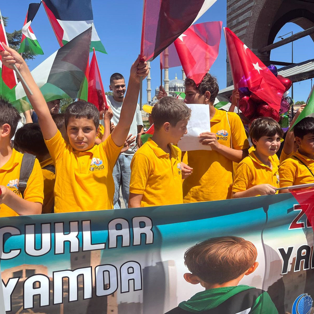 Edirne'de çocuklardan 'Gazze'ye destek' açıklaması