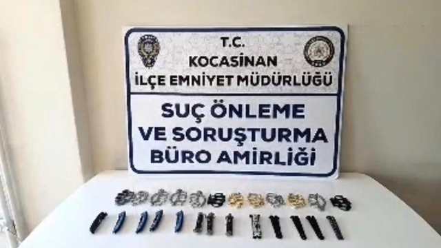 Kayseri'de yasaklı bıçak operasyonu: Çok sayıda sustalı ve muşta ele geçirildi