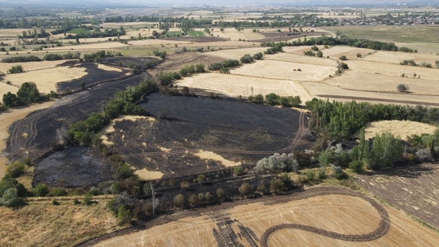 Erzincan'daki yangının bilançosu drone ile görüntülendi