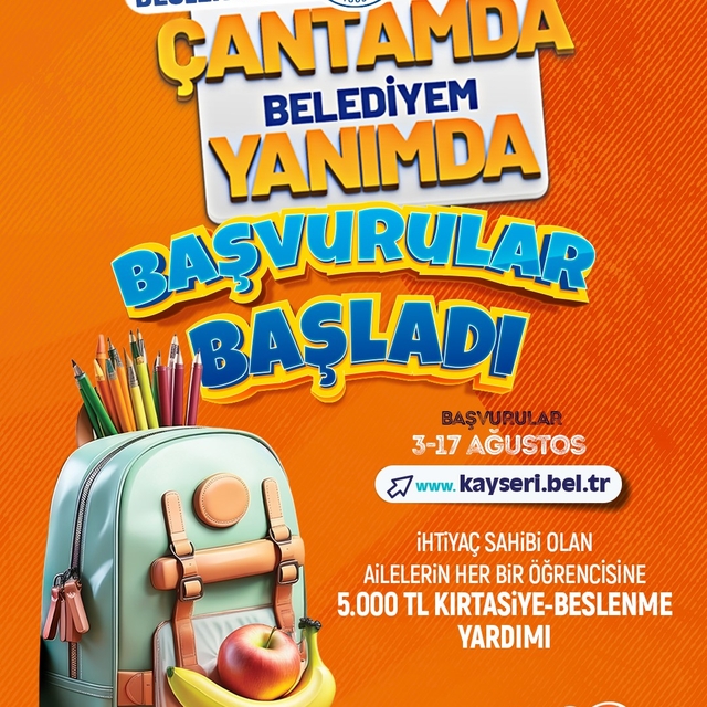 Kayseri Büyükşehir'in 5 bin TL'lik eğitim desteği başvuruları başladı
